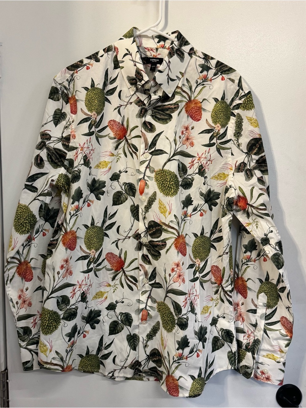 NEW Express Slim 1MX Men's Floral Botanical Collared Shirt